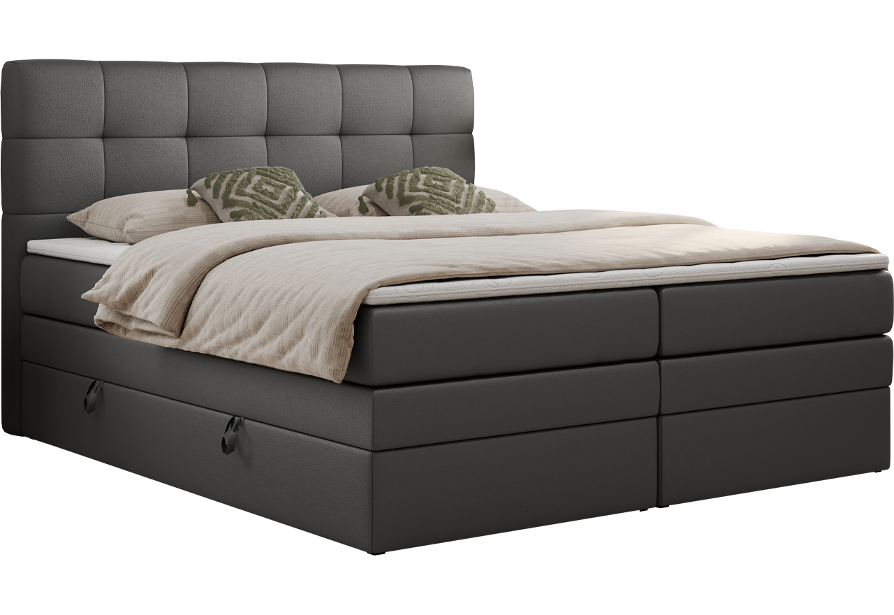 Łóżko kontynentalne LUKA KING 200x200 - Soft 20 - grafitowa ekoskóra - OUTLETU