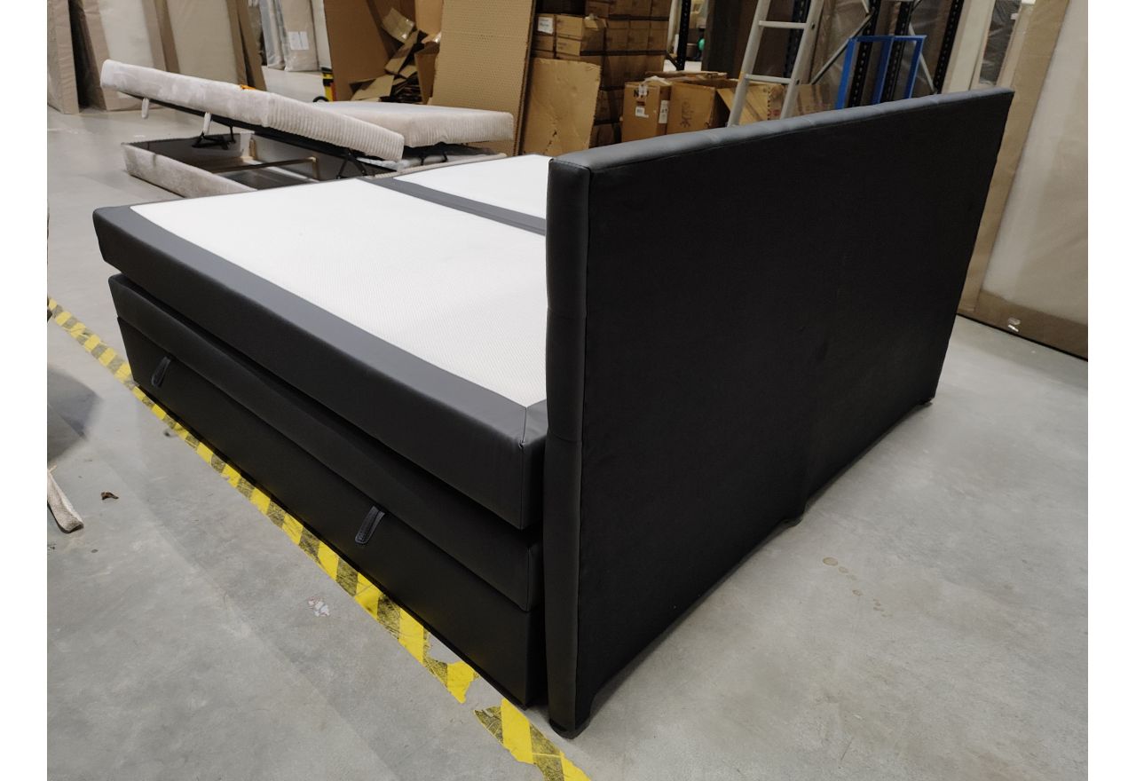 Łóżko kontynentalne LUKA KING 200x200 - Soft 20 - grafitowa ekoskóra - OUTLETU