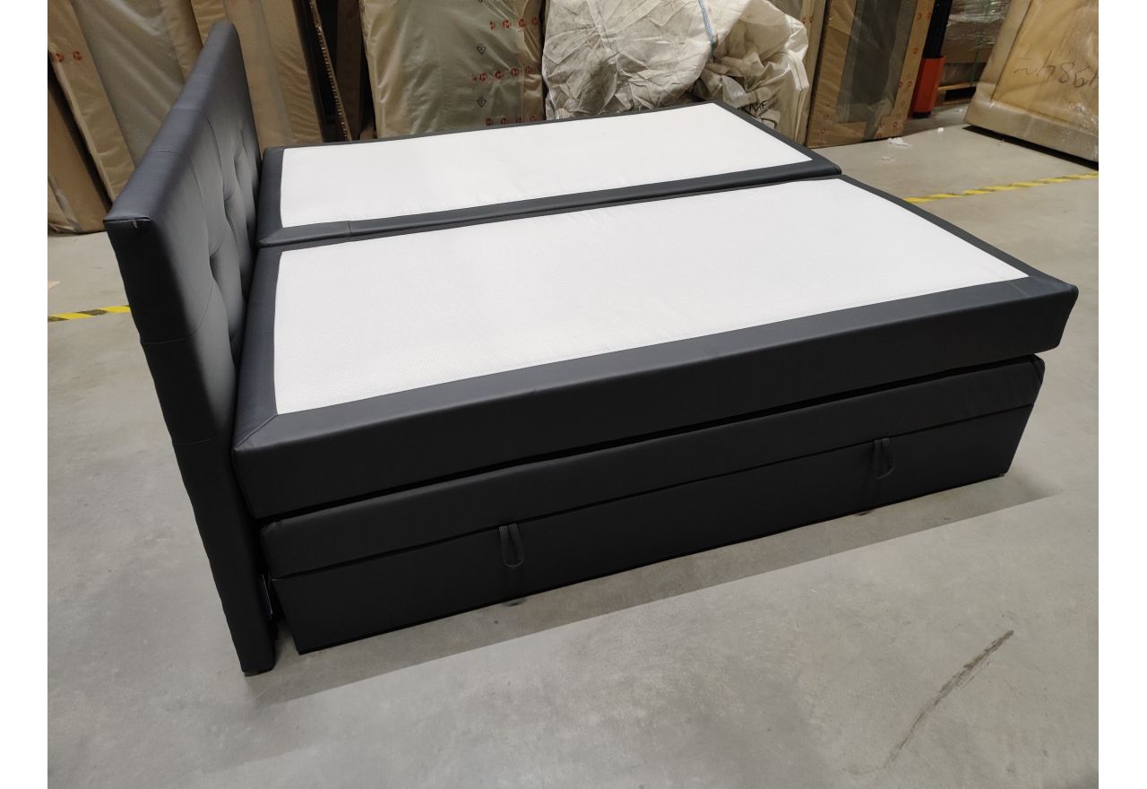 Łóżko kontynentalne LUKA KING 200x200 - Soft 20 - grafitowa ekoskóra - OUTLETU