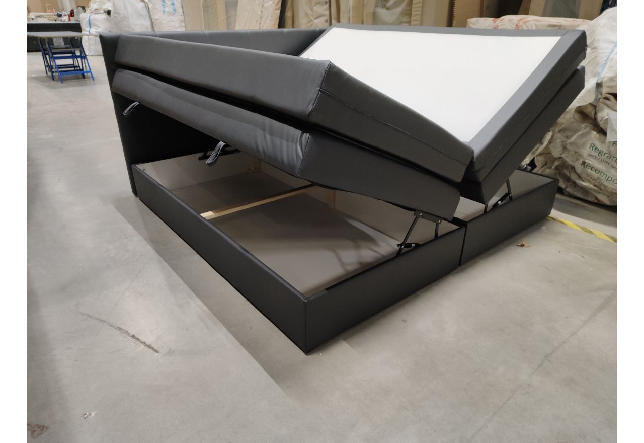 Łóżko kontynentalne LUKA KING 200x200 - Soft 20 - grafitowa ekoskóra - OUTLETU