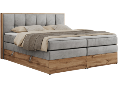 Łóżko kontynentalne ALBERO 1 KING 140x200 - Monolith 84 - jasny szary - OUTLET