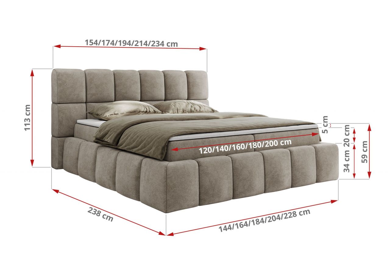 Łóżko kontynentalne NIRA 200x200 - Matana 17 - beżowy - OUTLET