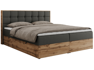 Łóżko kontynentalne ALBERO 1 200x200 - Soft 20 - grafitowa ekoskóra - OUTLET