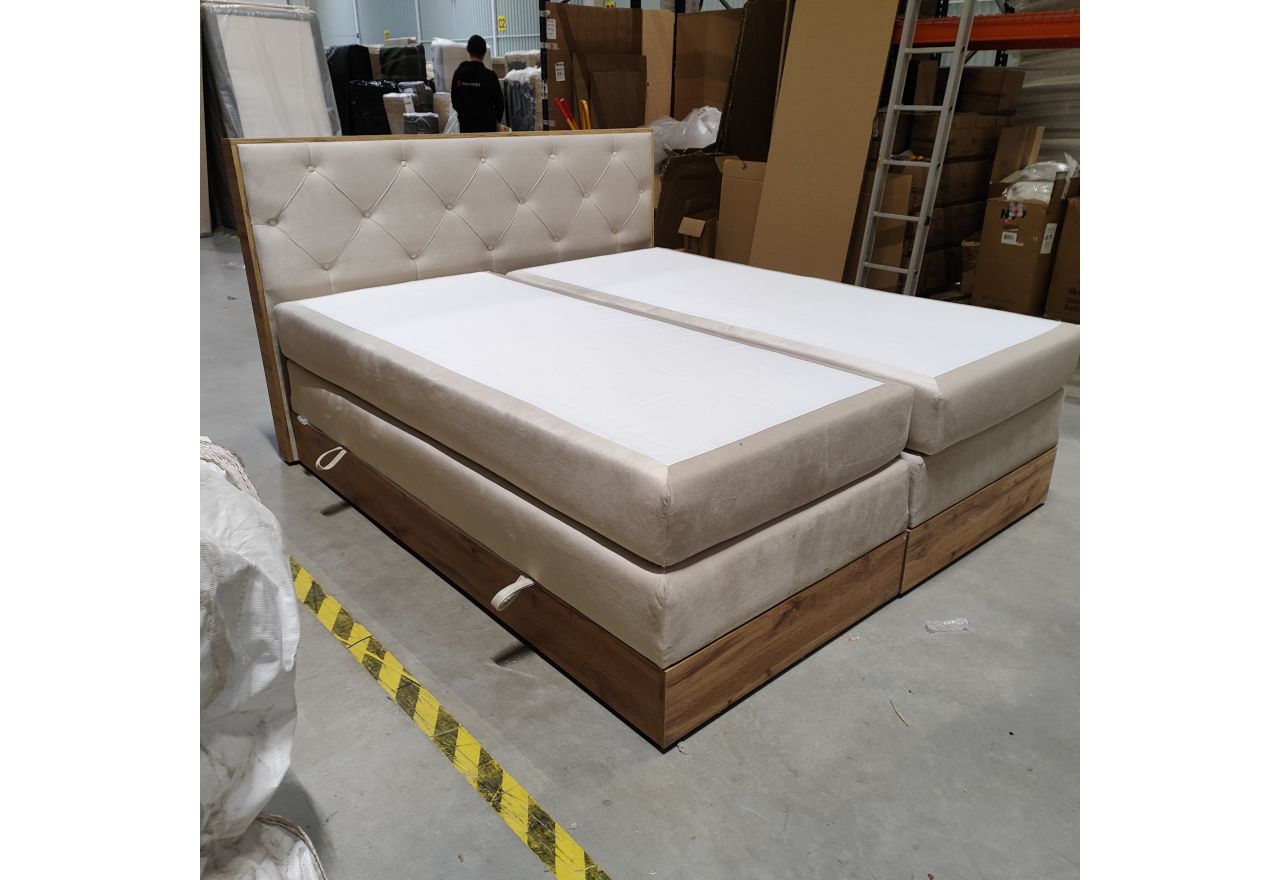 Łóżko kontynentalne VENETO KING 180x200 - Monolith 02 - beżowy - OUTLETU