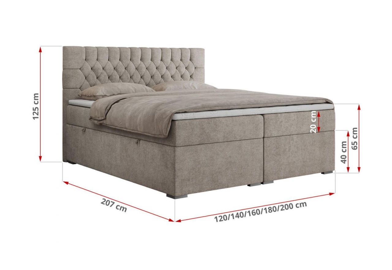 Łóżko kontynentalne PERA 180x200 - Matana 17 - beżowy - OUTLET