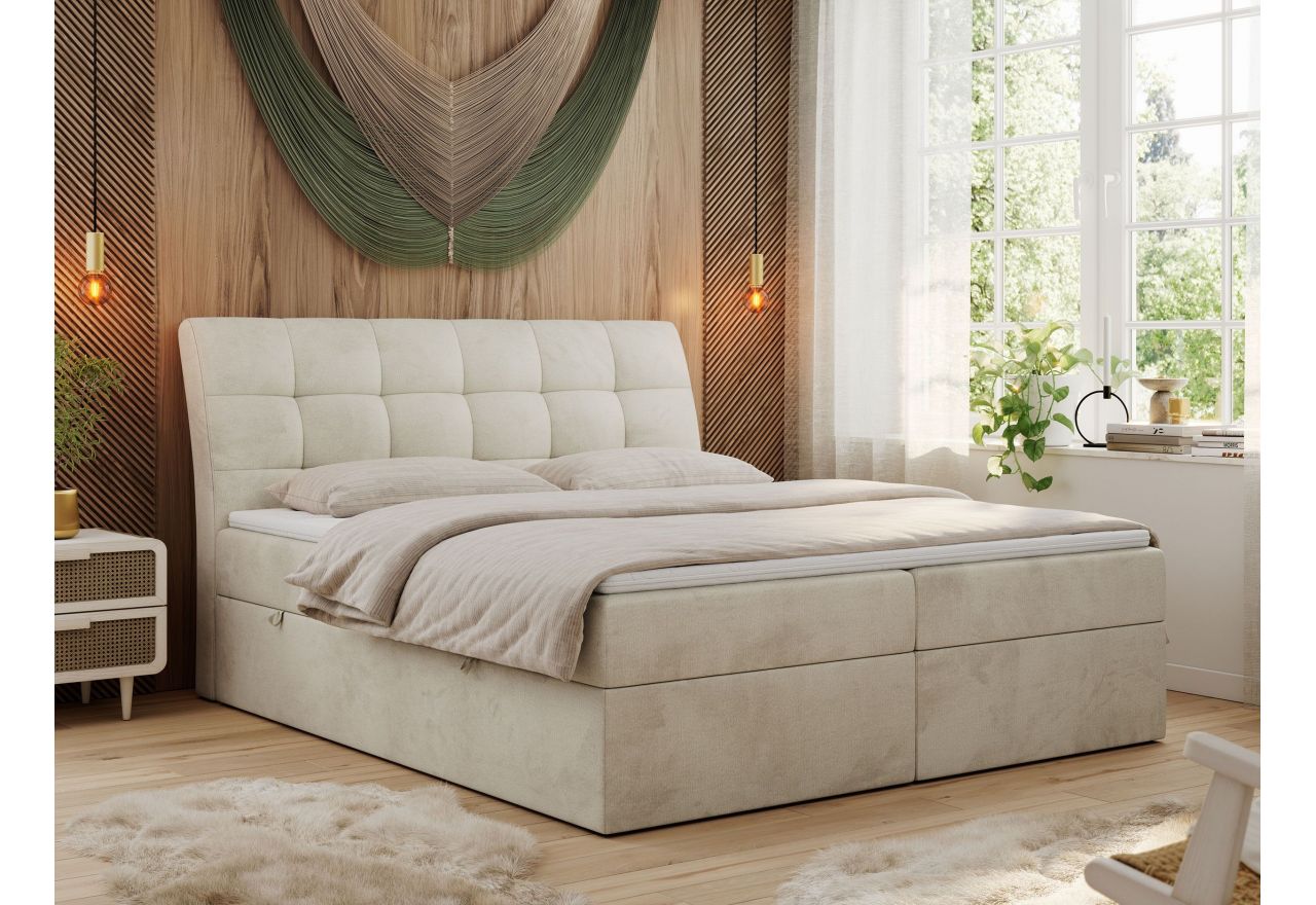 Łóżko kontynentalne DIEGOS 200x200 - Monolith 02 - beżowy - OUTLET