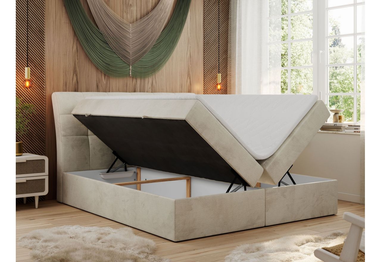 Łóżko kontynentalne DIEGOS 200x200 - Monolith 02 - beżowy - OUTLET