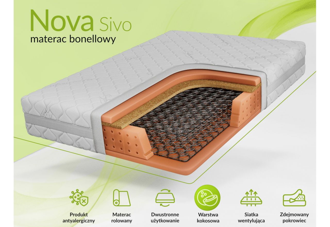 Materac bonellowy NOVA 160x200 cm - H3/H4 - pokrowiec SIVO - OUTLET