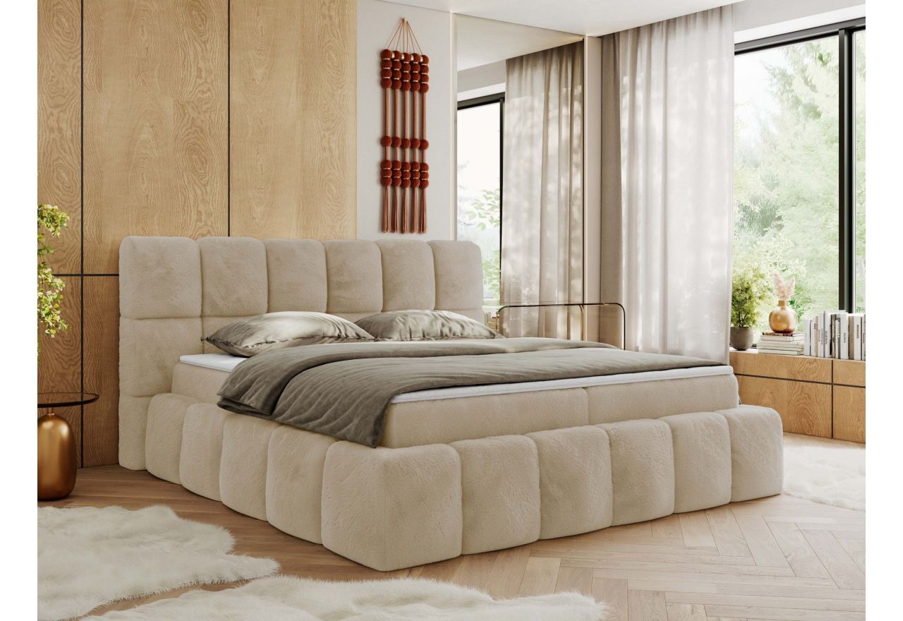 Łóżko kontynentalne NIRA 180x200 - Lapit 23 - beżowy - OUTLETU