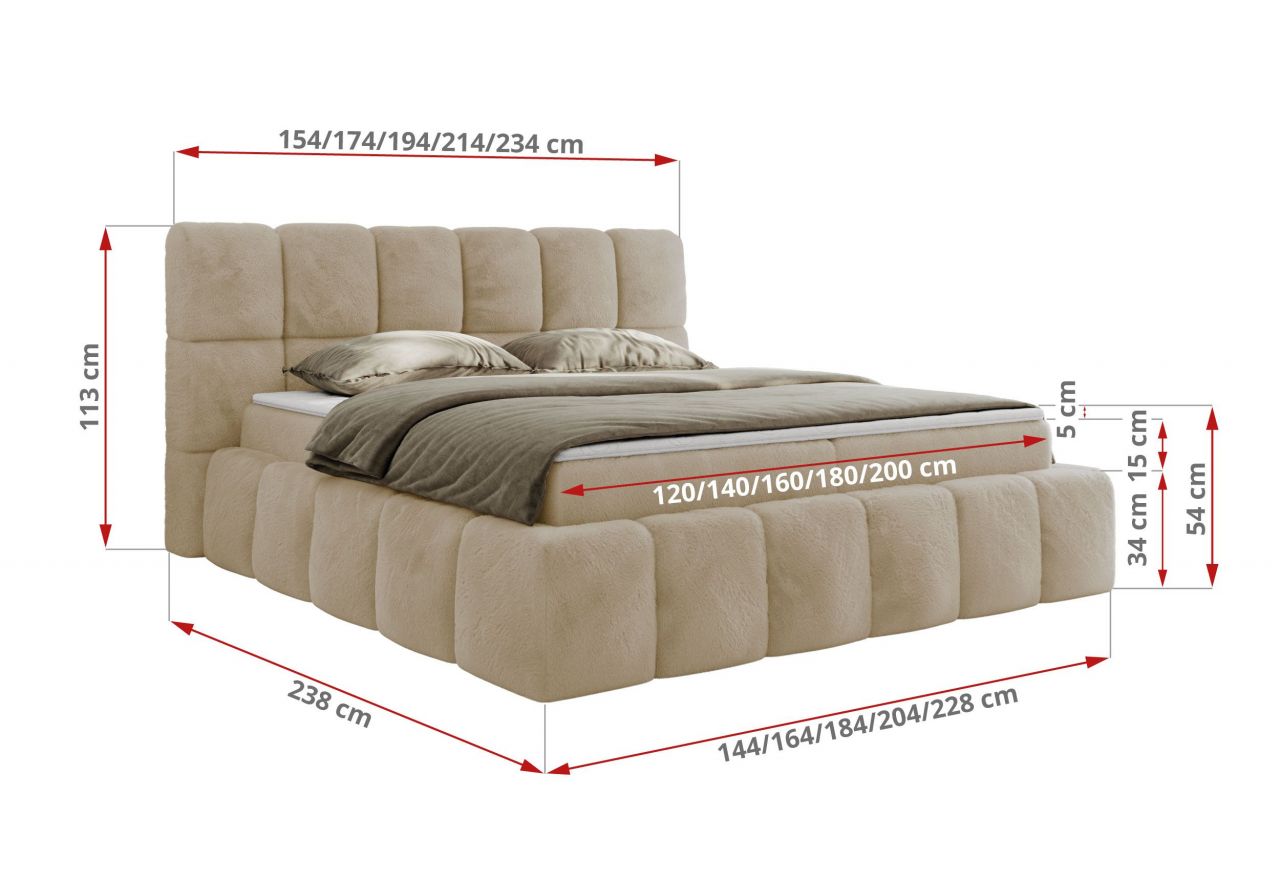 Łóżko kontynentalne NIRA 180x200 - Lapit 23 - beżowy - OUTLETU