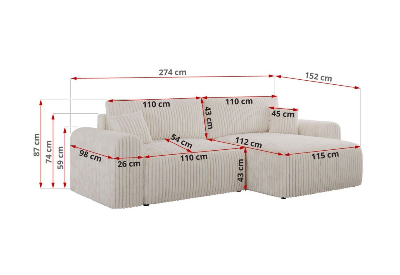 Narożnik NELSON L - Tilia 01 - beżowy - OUTLETU