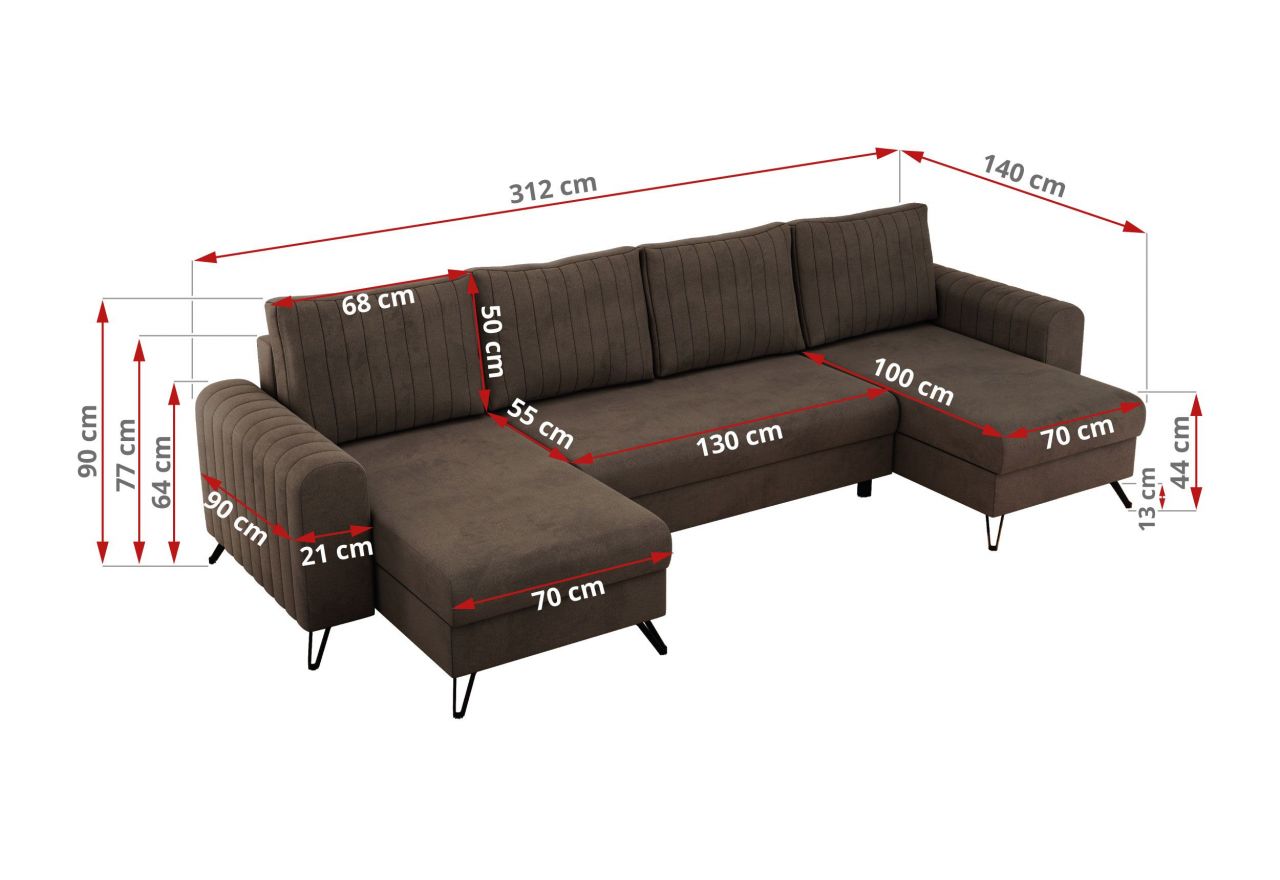 Narożnik AXEL U - Monolith 15 - brązowy - OUTLETU