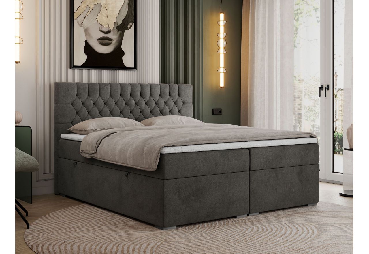 Łóżko kontynentalne PERA 180x200 - Monolith 92 - ciemny szary - OUTLETU