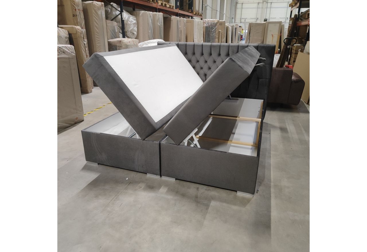 Łóżko kontynentalne PERA 180x200 - Monolith 92 - ciemny szary - OUTLETU