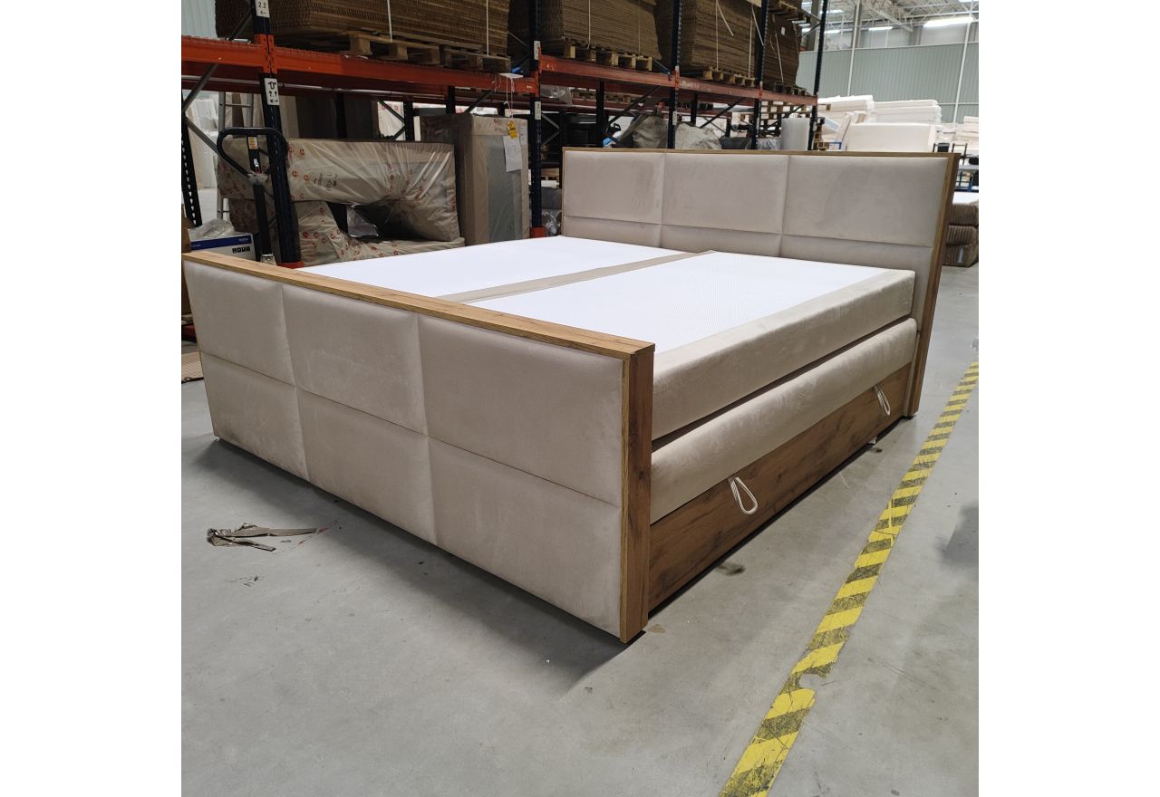 Łóżko kontynentalne ALBERO 2 KING DUO 200x200 - Monolith 02 - beżowy - OUTLETU