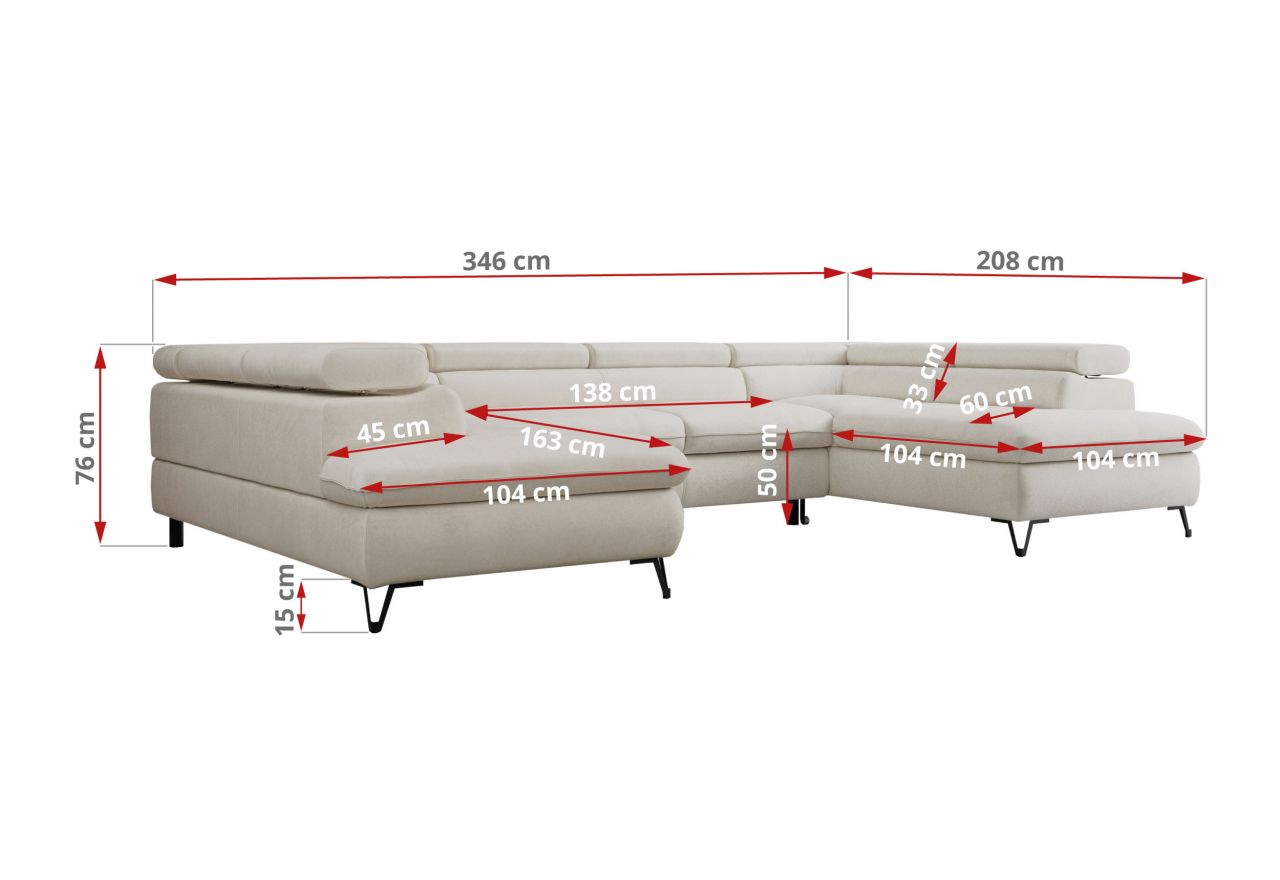 Narożnik PETER U - Paros 01 - beżowy - OUTLETU