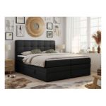 Łóżko kontynentalne LUKA KING 120x200 - Soft 11 - czarna ekoskóra - OUTLET