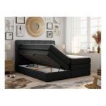 Łóżko kontynentalne LUKA KING 120x200 - Soft 11 - czarna ekoskóra - OUTLET