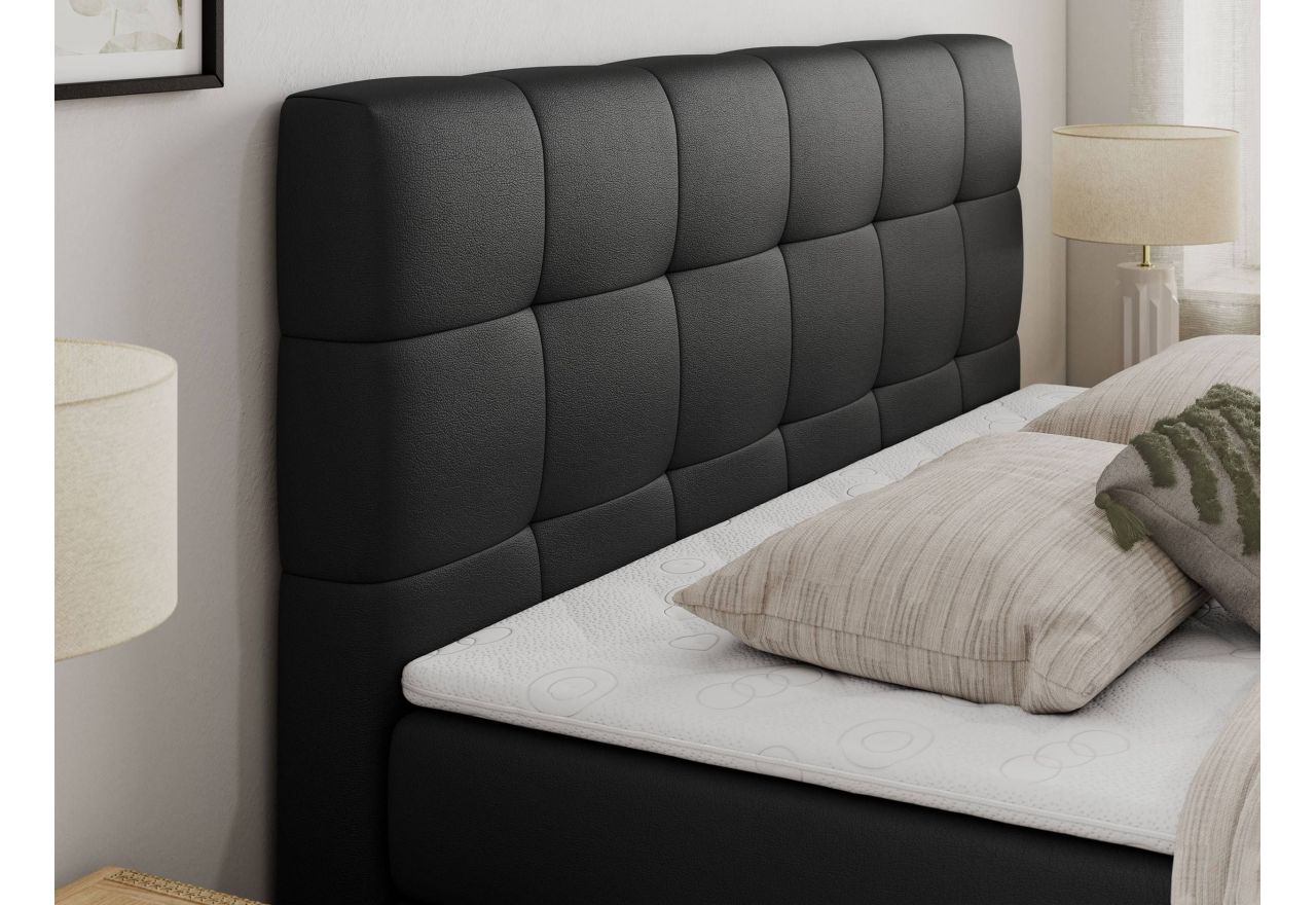 Łóżko kontynentalne LUKA KING 120x200 - Soft 11 - czarna ekoskóra - OUTLET