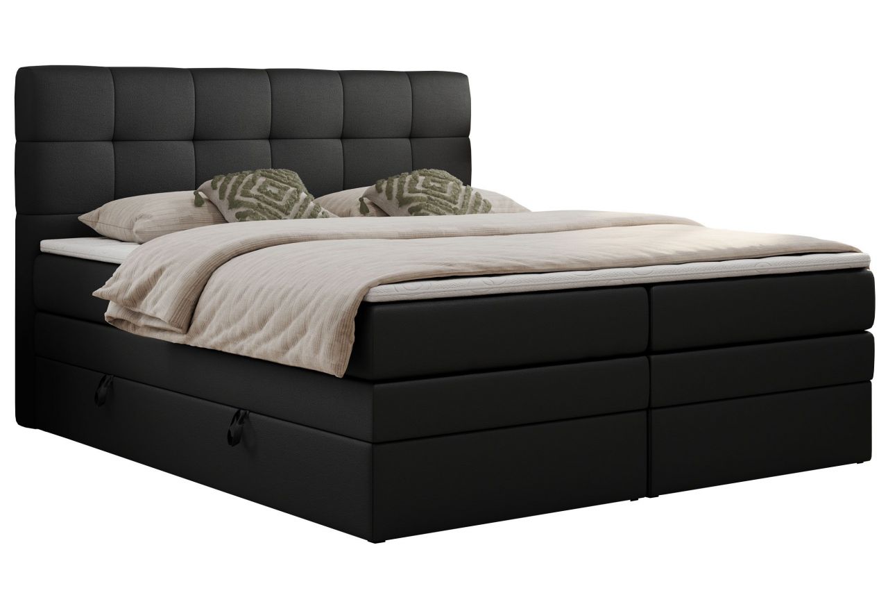 Łóżko kontynentalne LUKA KING 120x200 - Soft 11 - czarna ekoskóra - OUTLET