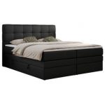 Łóżko kontynentalne LUKA KING 120x200 - Soft 11 - czarna ekoskóra - OUTLET