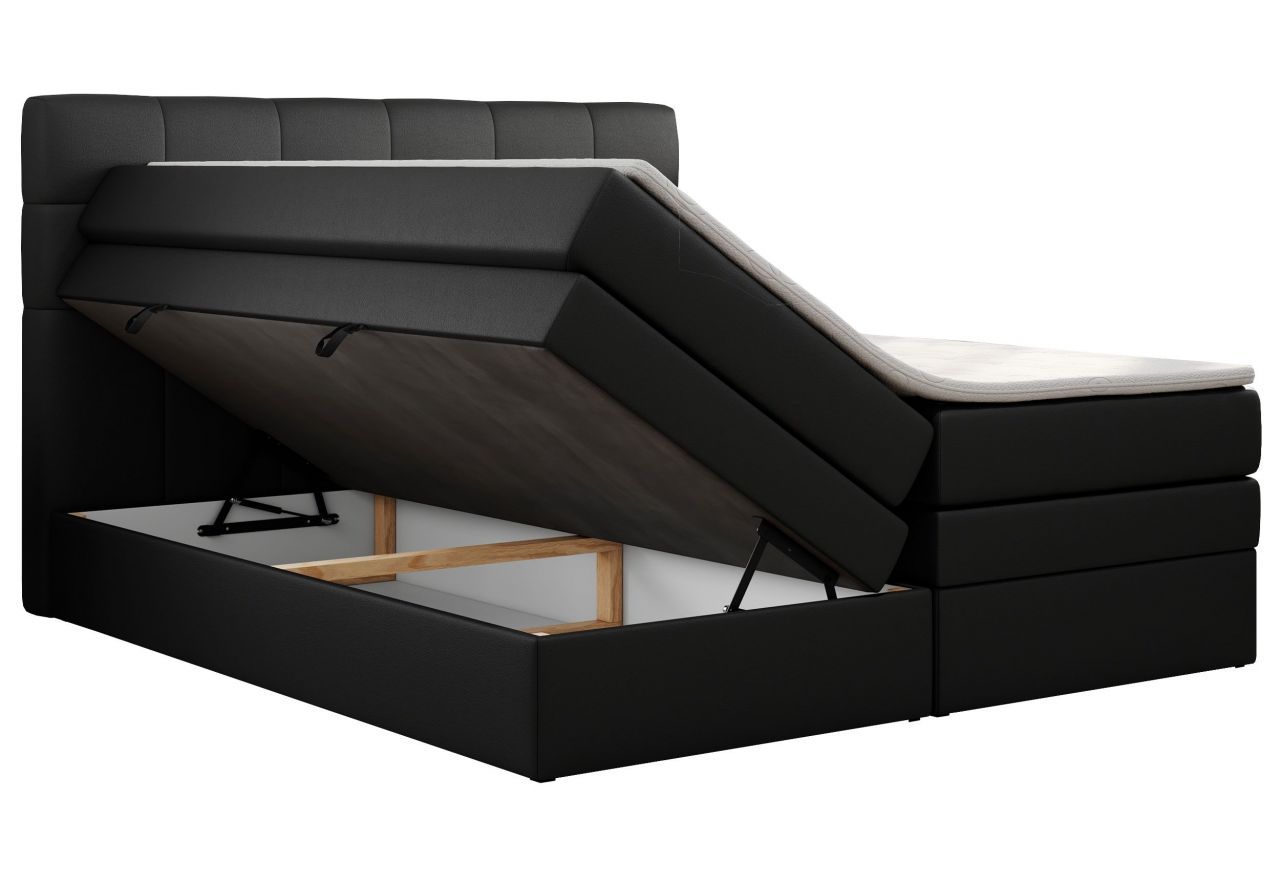 Łóżko kontynentalne LUKA KING 120x200 - Soft 11 - czarna ekoskóra - OUTLET