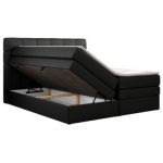 Łóżko kontynentalne LUKA KING 120x200 - Soft 11 - czarna ekoskóra - OUTLET