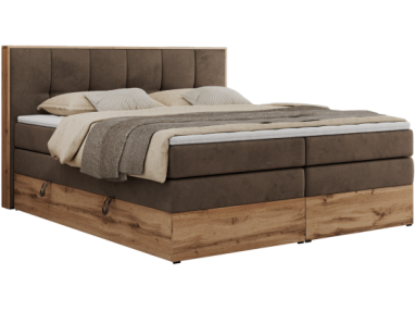 Łóżko kontynentalne ALBERO 1 KING 180x200 - Monolith 15 - brązowy - OUTLET