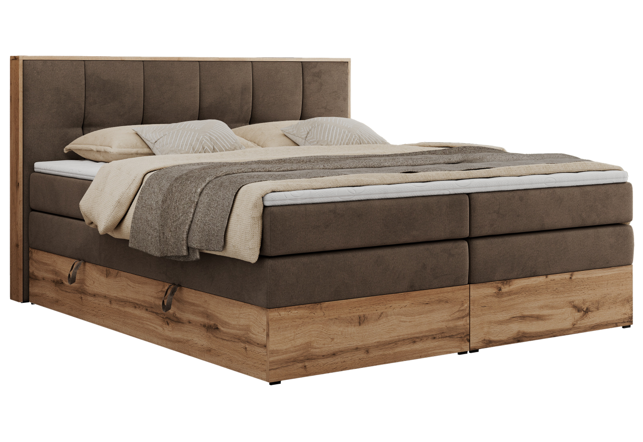 Łóżko kontynentalne ALBERO 1 KING 180x200 - Monolith 15 - brązowy - OUTLET