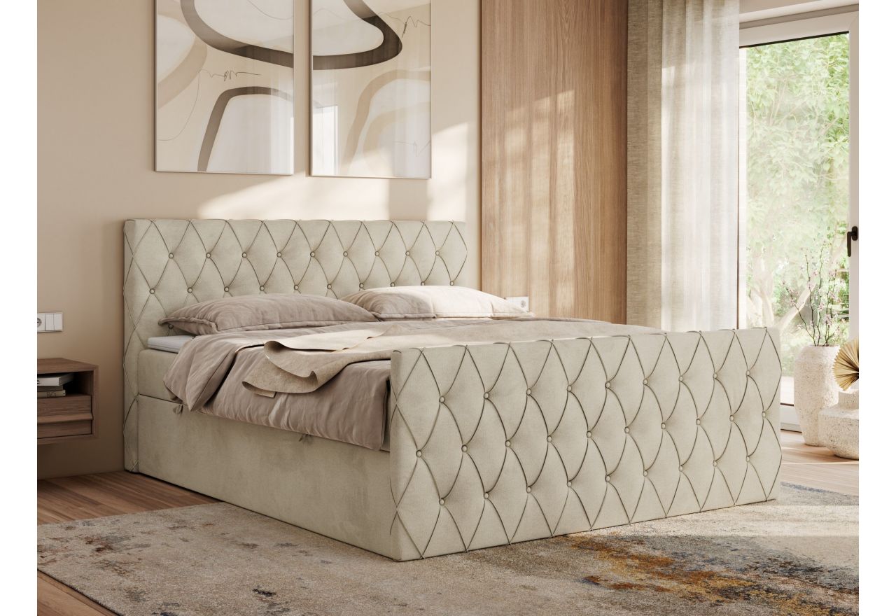 Łóżko kontynentalne MIREN DUO 200x200 - Monolith 02 - beżowy - OUTLET