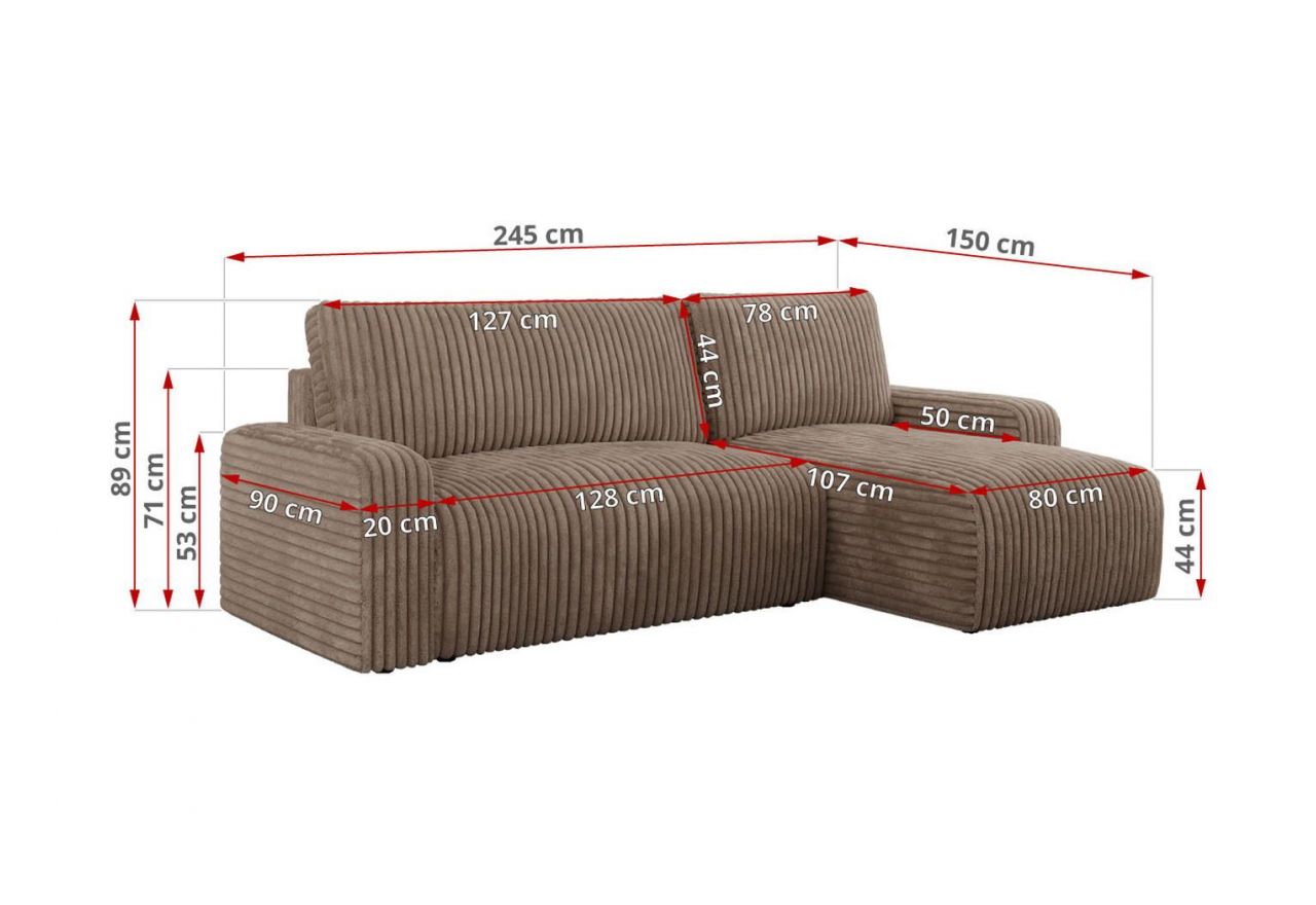 Narożnik ARGOS L - Tilia 17 - brązowy - OUTLET