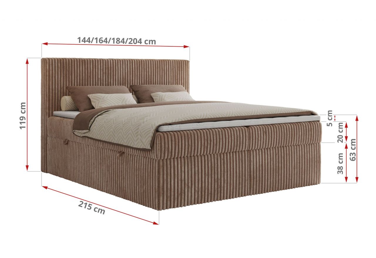 Łóżko kontynentalne TILIANO 200x200 - Tilia 17 - brązowy - OUTLET