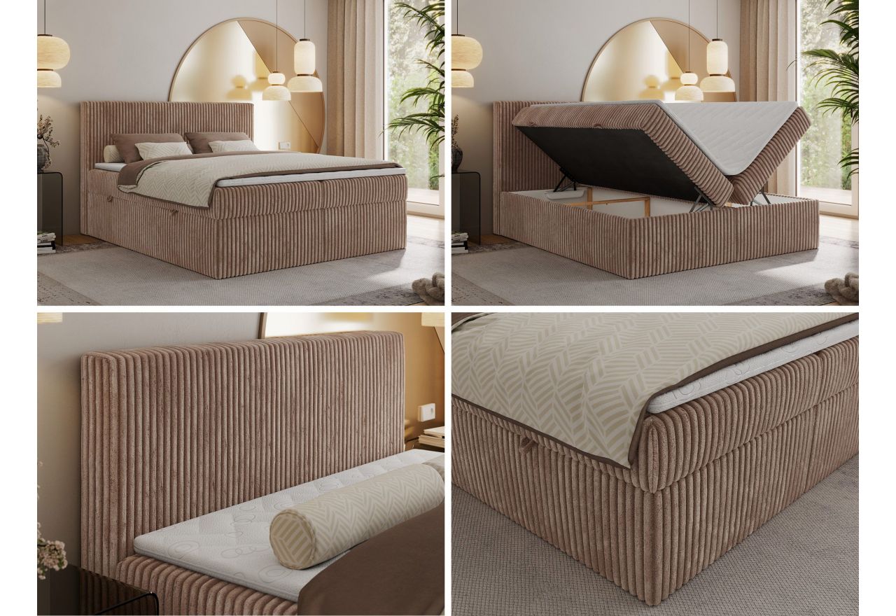 Łóżko kontynentalne TILIANO 200x200 - Tilia 17 - brązowy - OUTLET