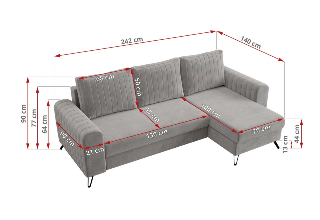 Narożnik AXEL L - Monolith 84 - jasny szary - OUTLET