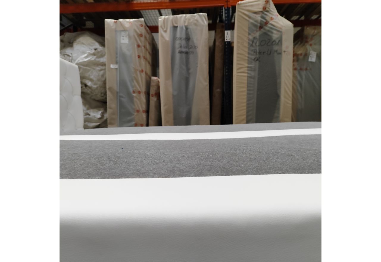 Łóżko kontynentalne GRIMALDI 180x200 - Soft 17 - biała ekoskóra - OUTLETU