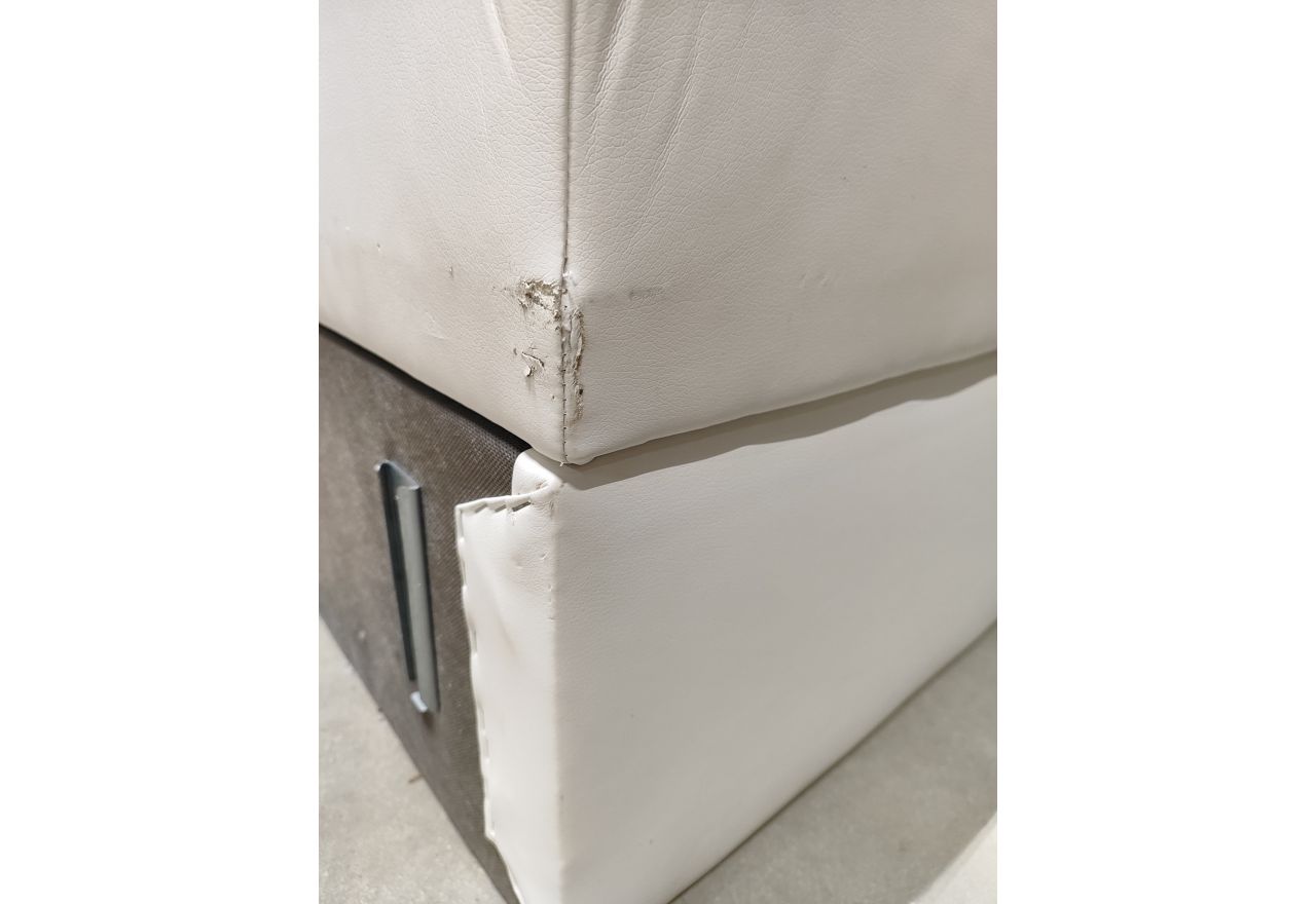 Łóżko kontynentalne GRIMALDI 180x200 - Soft 17 - biała ekoskóra - OUTLETU