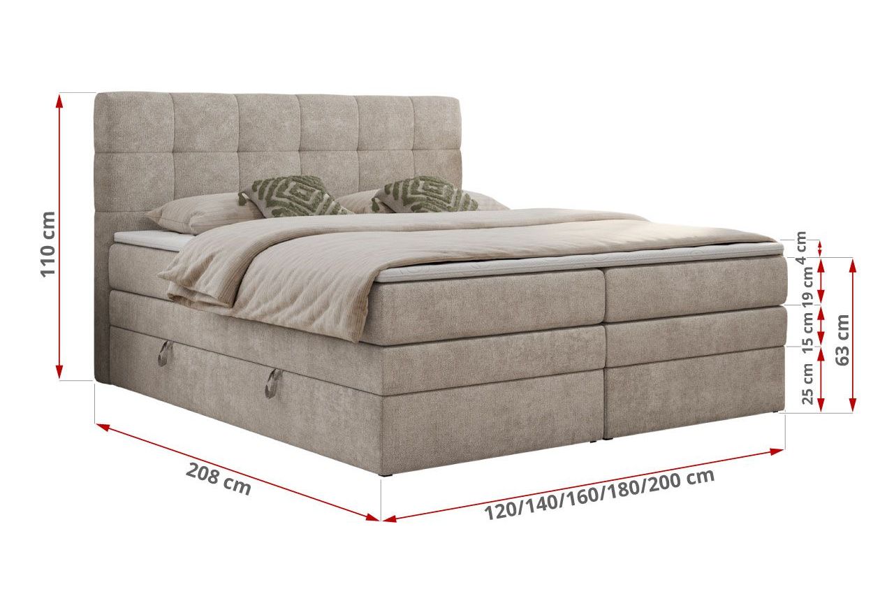 Łóżko kontynentalne LUKA KING 180x200 - Matana 17 - beżowy - OUTLETU