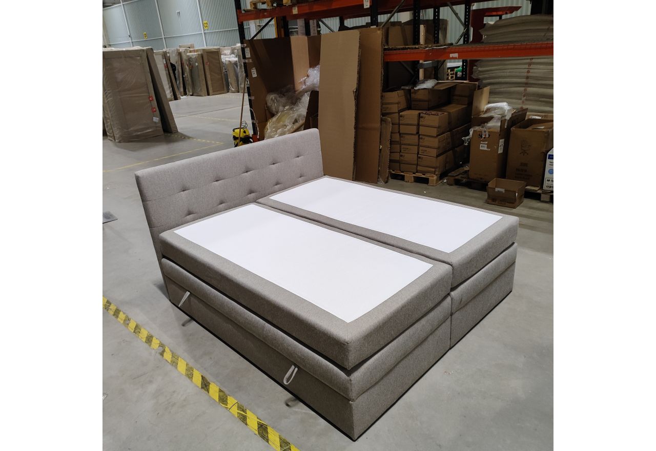 Łóżko kontynentalne LUKA KING 180x200 - Matana 17 - beżowy - OUTLETU