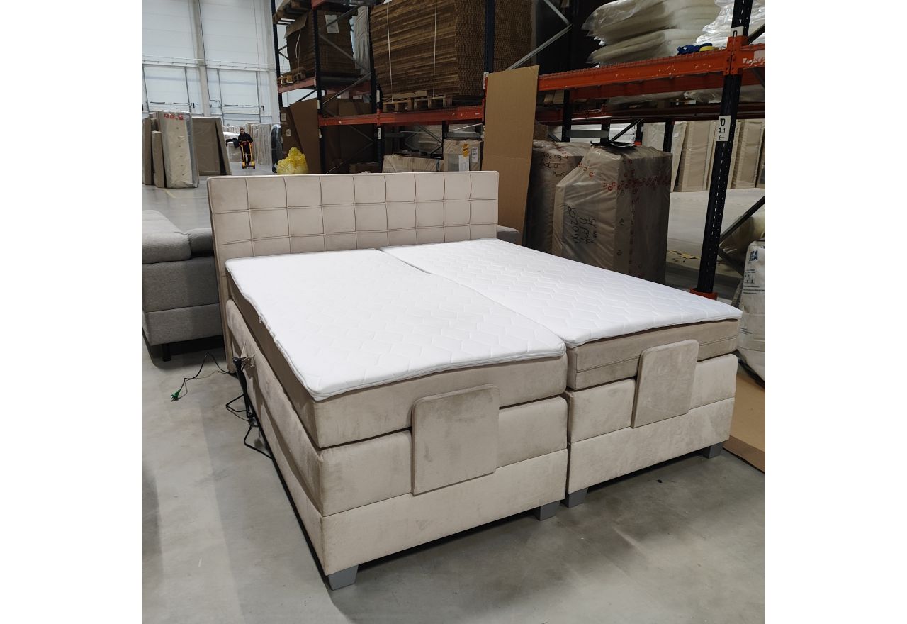 Łóżko kontynentalne, elektrycznie sterowane z pilota - ELECTRO 180x200 - Monolith 02 - beżowy - OUTLETU