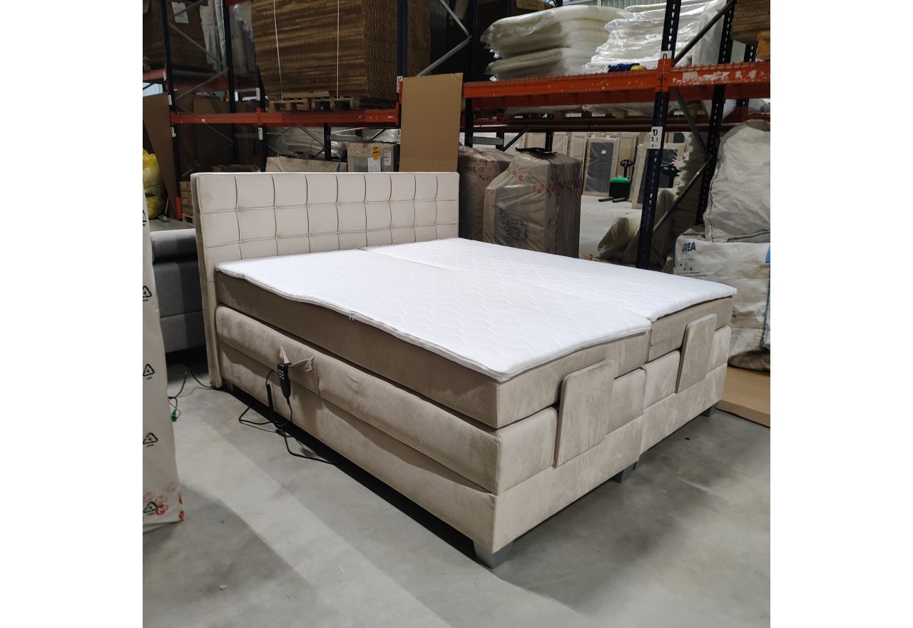 Łóżko kontynentalne, elektrycznie sterowane z pilota - ELECTRO 180x200 - Monolith 02 - beżowy - OUTLETU