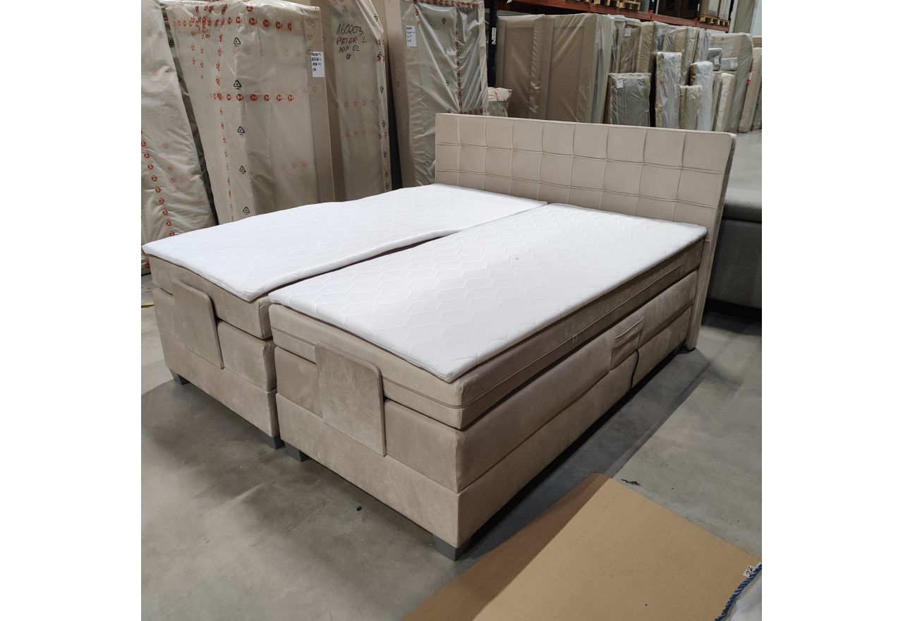 Łóżko kontynentalne, elektrycznie sterowane z pilota - ELECTRO 180x200 - Monolith 02 - beżowy - OUTLETU