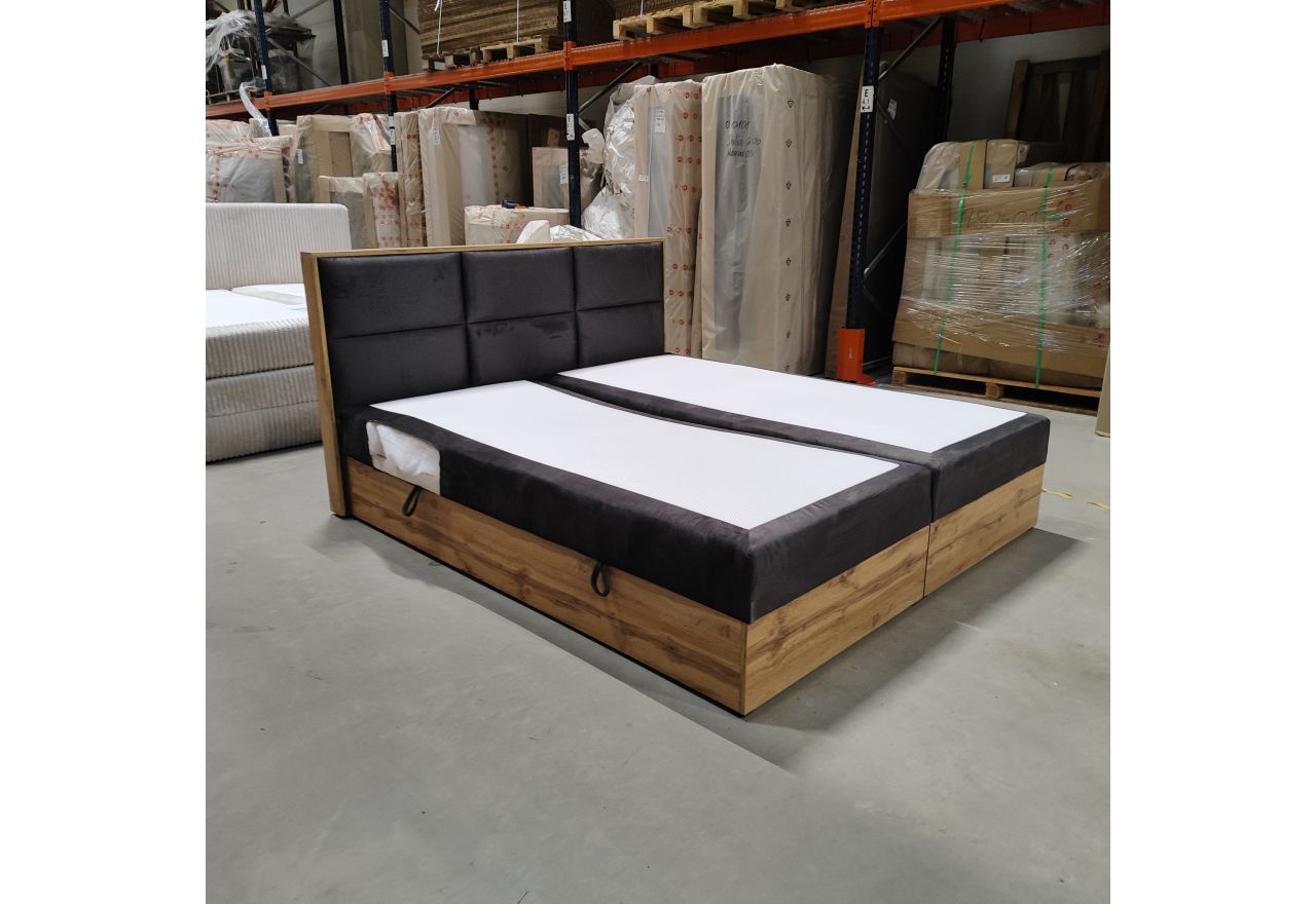 Łóżko kontynentalne ALBERO 2 180x200 - Monolith 92 - ciemny szary - OUTLETU