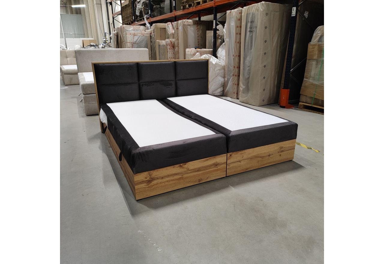 Łóżko kontynentalne ALBERO 2 180x200 - Monolith 92 - ciemny szary - OUTLETU