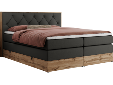 Łóżko kontynentalne VENETO KING 180x200 - Soft 20 - grafitowa ekoskóra - OUTLETU