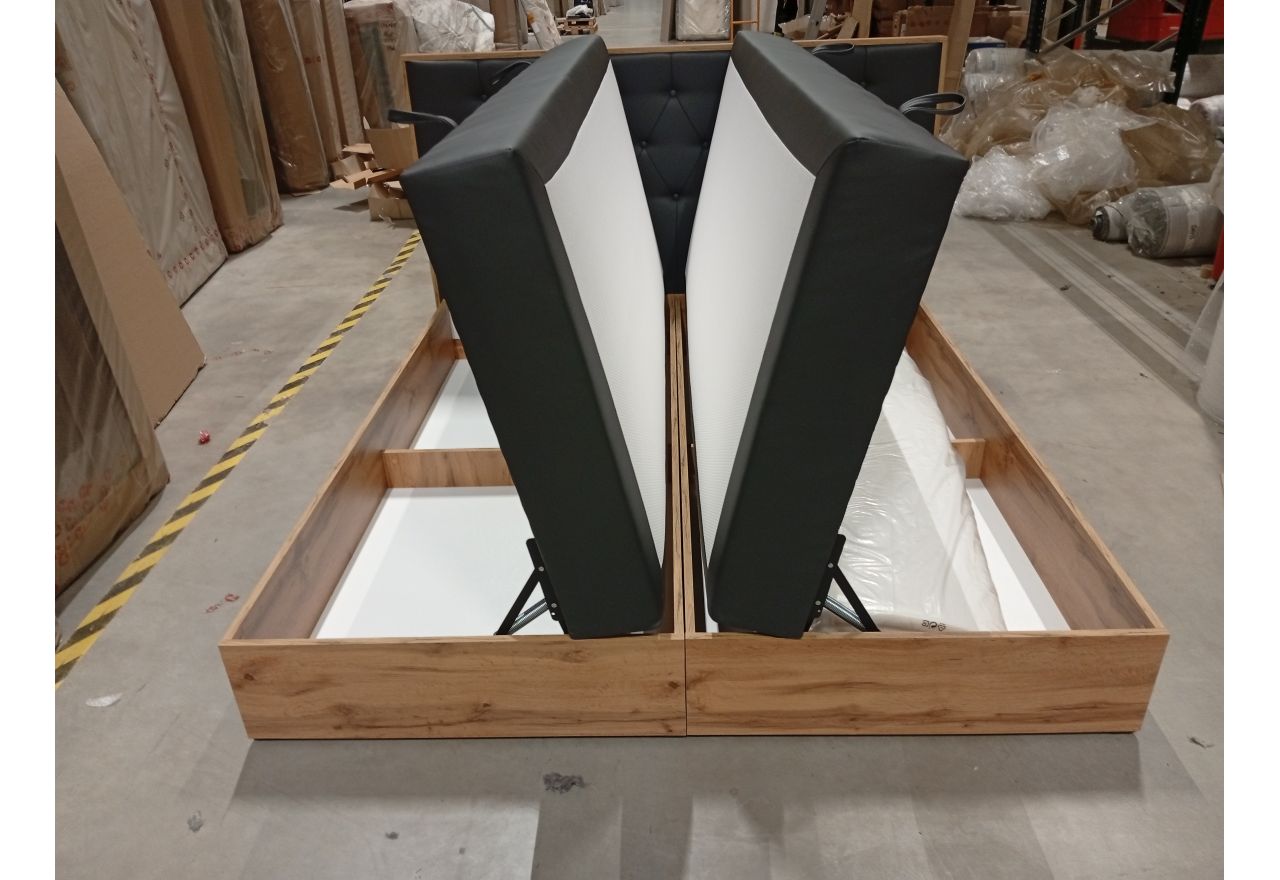 Łóżko kontynentalne VENETO KING 180x200 - Soft 20 - grafitowa ekoskóra - OUTLETU