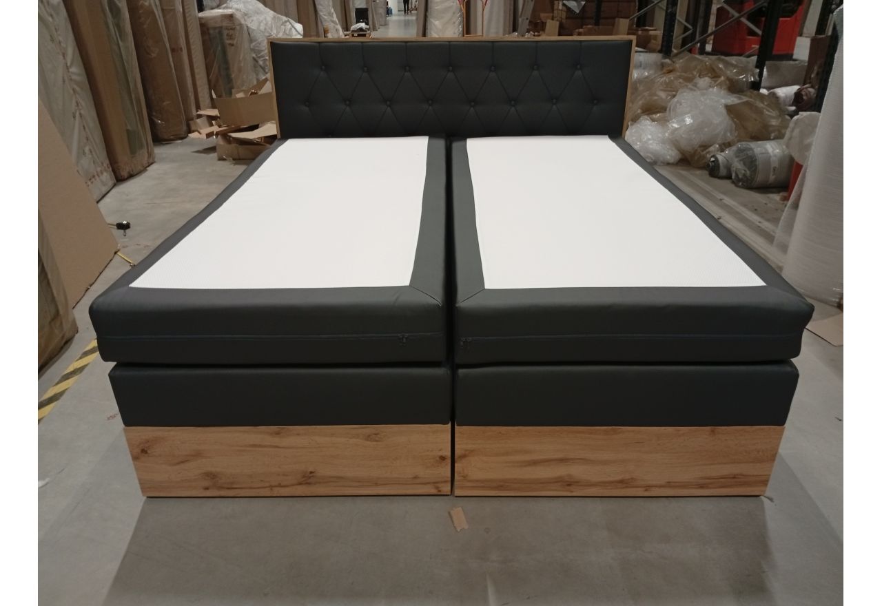 Łóżko kontynentalne VENETO KING 180x200 - Soft 20 - grafitowa ekoskóra - OUTLETU