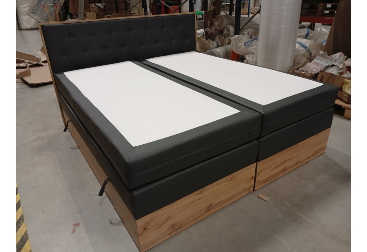 Łóżko kontynentalne VENETO KING 180x200 - Soft 20 - grafitowa ekoskóra - OUTLETU