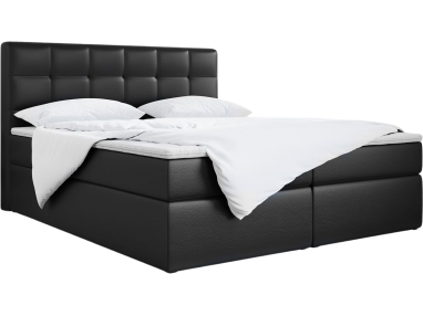 Wygodne łóżko kontynentalne z podwójnym pojemnikiem na pościel i pikowanym wezgłowiem - LUKA / Madryt 9100