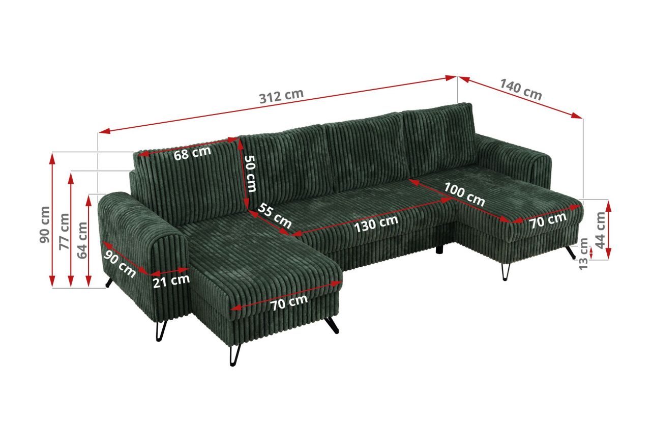 Narożnik AXEL U - Tilia 39 - zielony - OUTLETU