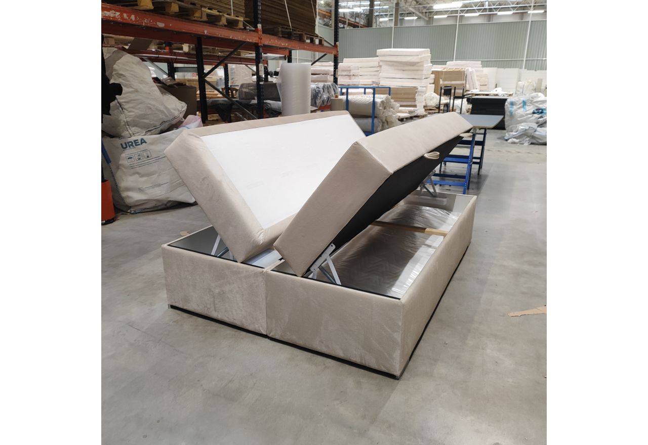 Łóżko kontynentalne bez wezgłowia BESS 140x200 - Monolith 02 - beżowy - OUTLETU